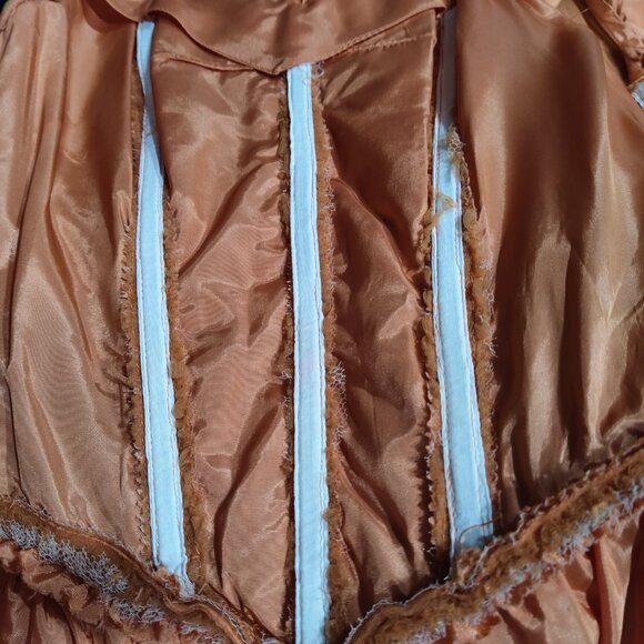 Vintage 50s Dusty Apricot Nylon Prom Party Dress w' Back Panels & Gloves XS - Picture 8 of 9